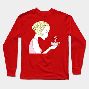 Cute girl with cup Long Sleeve T-Shirt